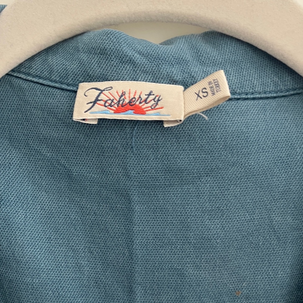 Faherty Washed Blue Button Romper - Picture 2 of 4